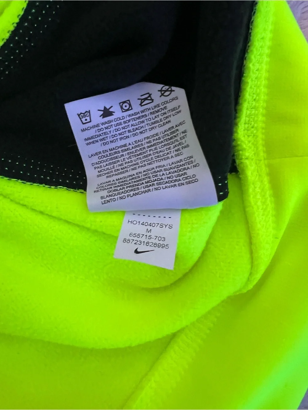 Nike Mens Neon Yellow and Black Full-Zip Therma-Fit Jacket